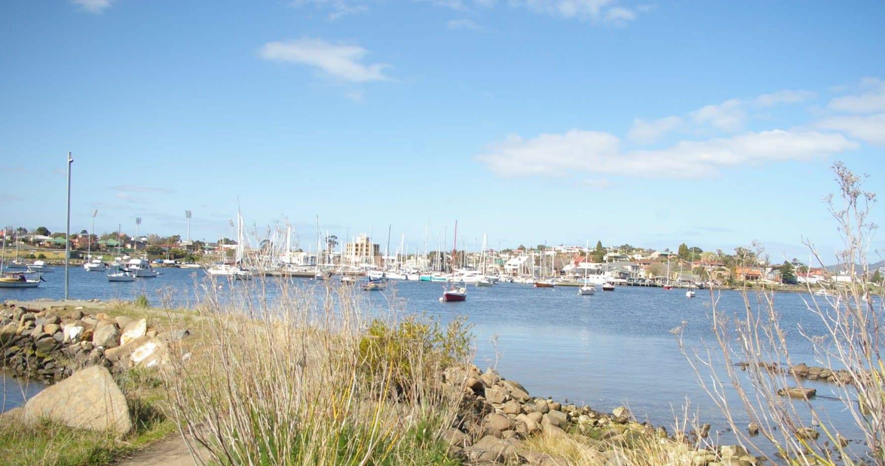Kangaroo Bay marina and moored boats at Bellerive, Hobart