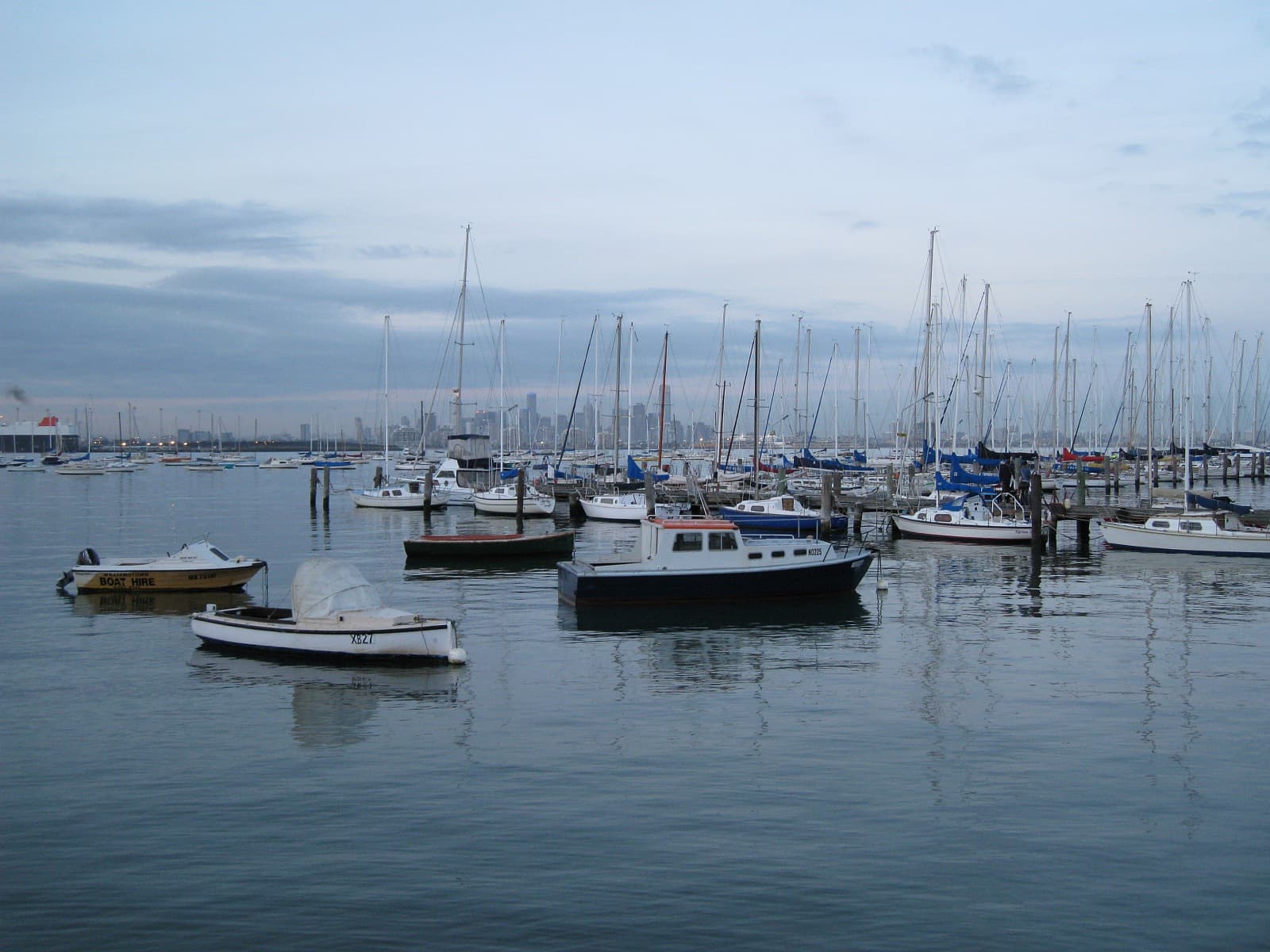 Boats moored at the marina in Williamstown on Hobsons Bay
