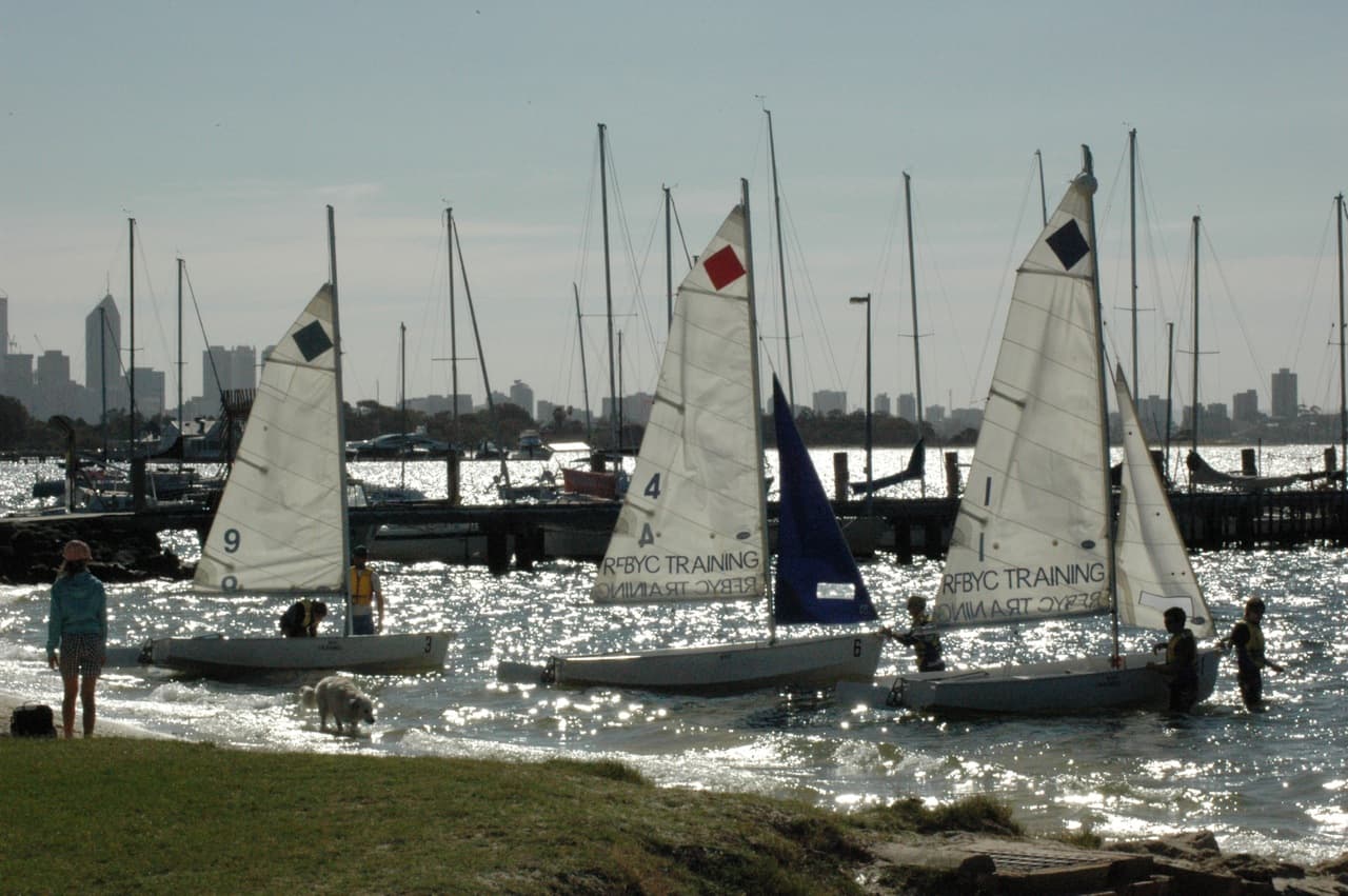 Sailboats on Freshwater Bay off Royal Freshwater Bay Yacht Club, Peppermint Grove, Perth