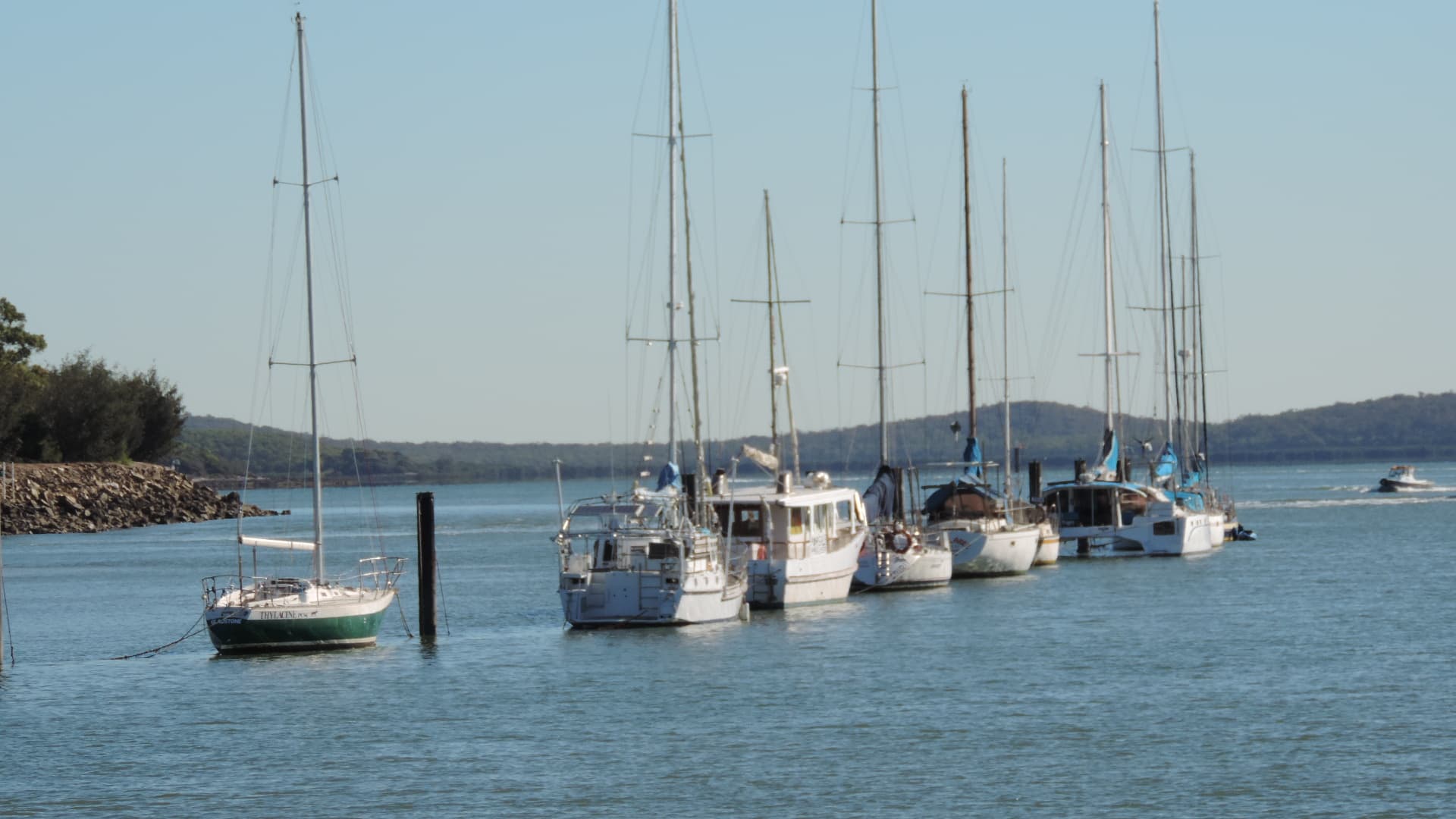 Yachts moored on Auckland Inlet at Gladstone