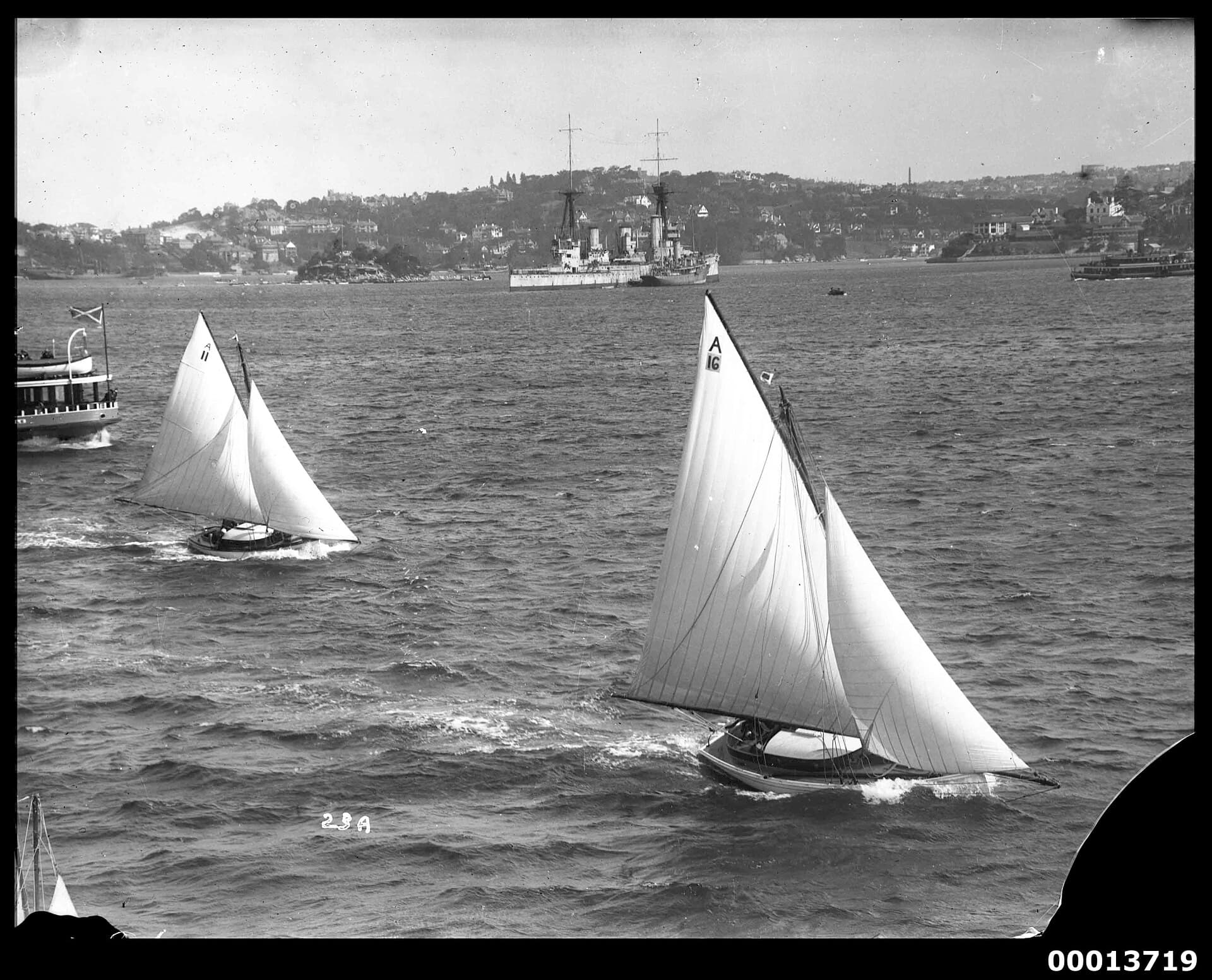 Yachts RESTLESS and PATTY B racing in a Sydney Amateur Sailing Club race on Sydney Harbour