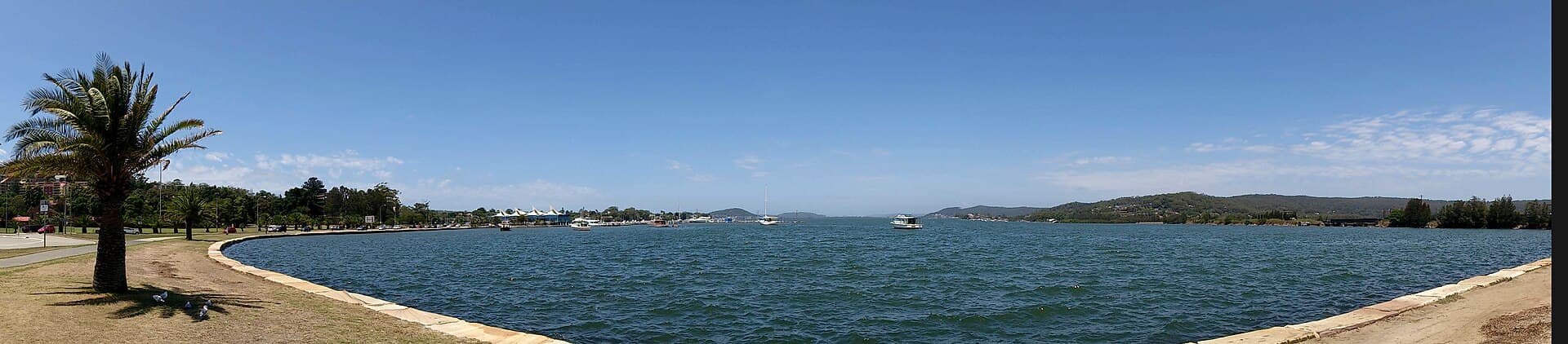 Panorama of the Gosford waterfront foreshore and marina on Brisbane Water